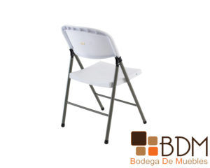 Silla plegable de acero y plastico en color blanco