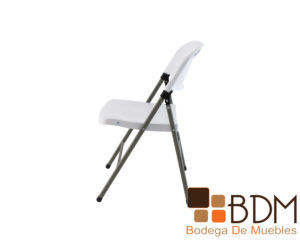 Silla plegable de acero y plastico en color blanco