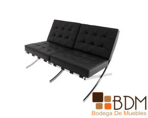 Love seat moderno en color negro con sillones individuales