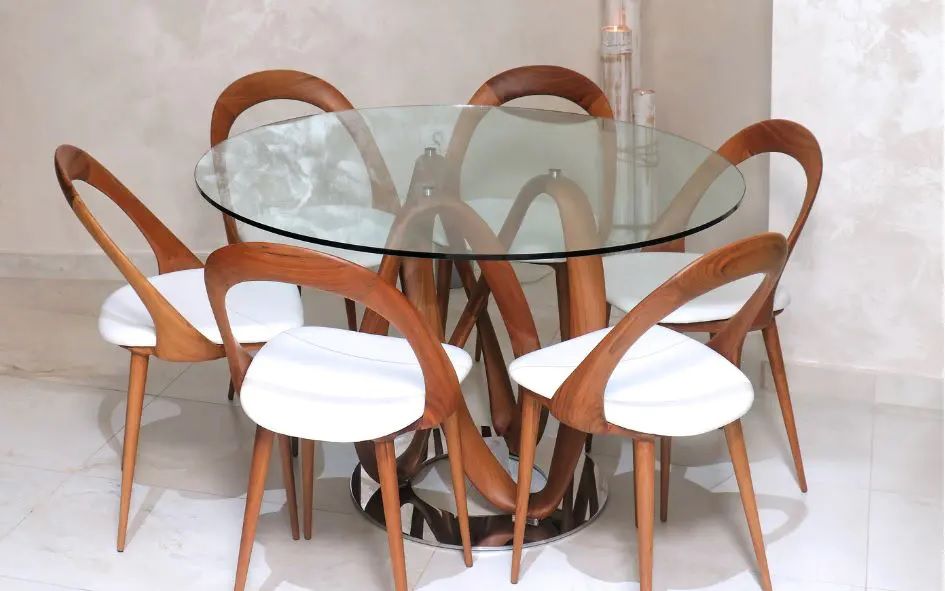 Mesa de comedor de cristal y cromo – DERBE MUEBLES