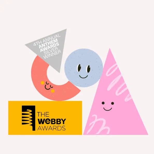 A group of geometric characters created for the Magic Tale app, advertising its silver Anthem award win and webby award nomination
