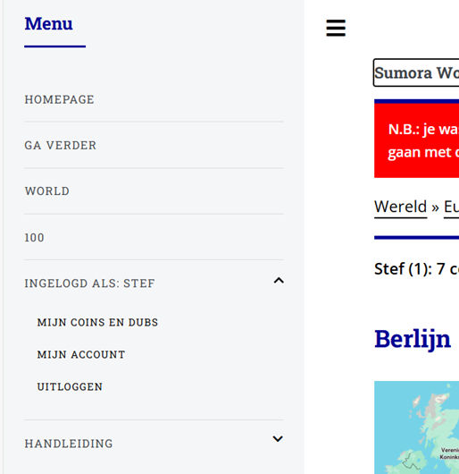 Menu uitgeklapt