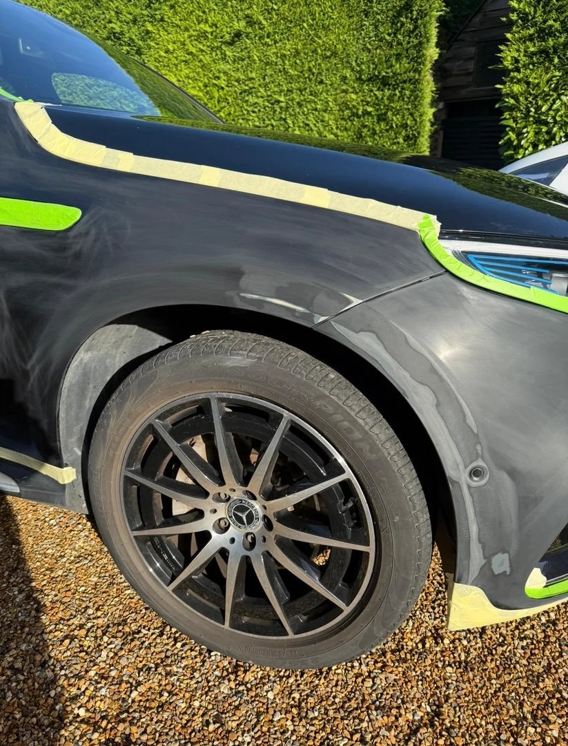 Rear quarter respray – Mercedes E-Coupe – before