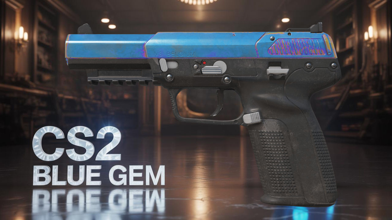 Five-SeveN Heat Treated Blue Gem patterns showcase with different pattern ranks and values