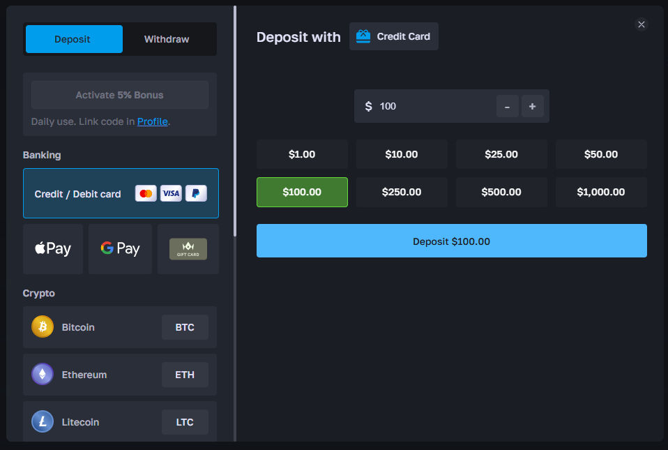 Promotional image showing Luxdrop now accepts credit card payments for deposits.