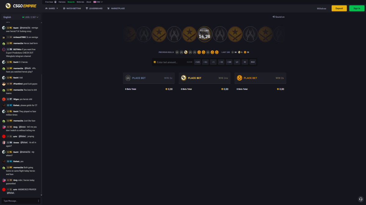 CSGOEmpire - Platform Interface