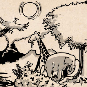 Illustration of animals in the garden of Eden