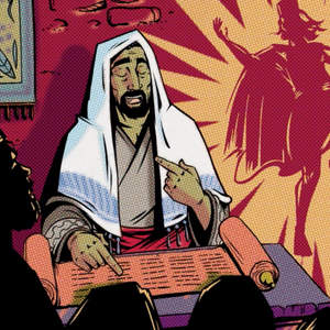 Illustration of a New Testament person reading from a scroll