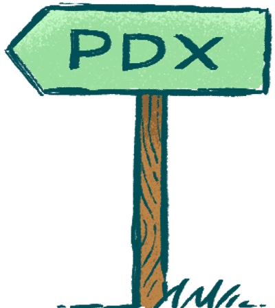 Illustration of a sign with the letters PDX written on it