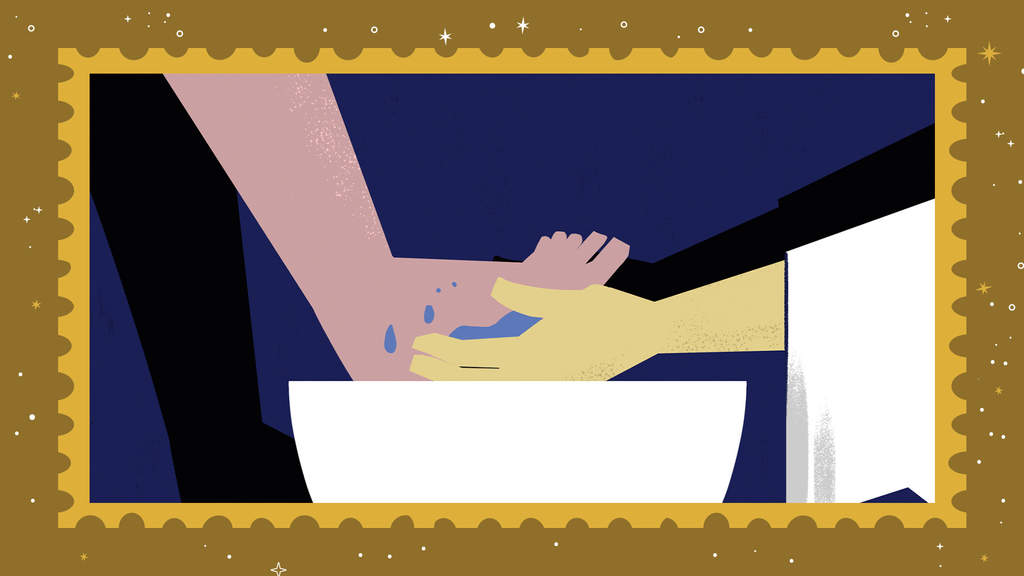 Illustration of foot washing