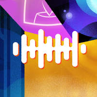 Graphic of an audio waveform layered on textures and color.