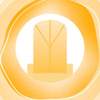 Warm golden abstract illustration of a glowing door centered within concentric circular shapes, symbolizing wholeness and completeness.