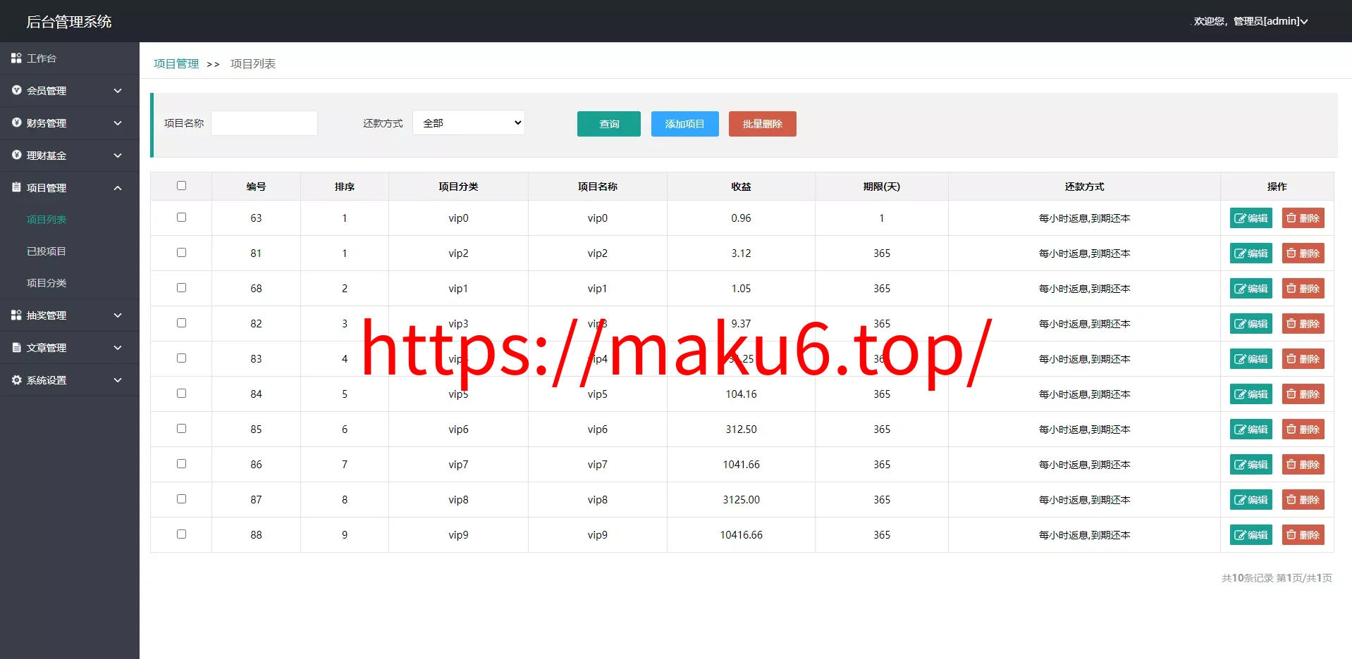 【双语言理财系统】海外产品投资系统+项目投资源码