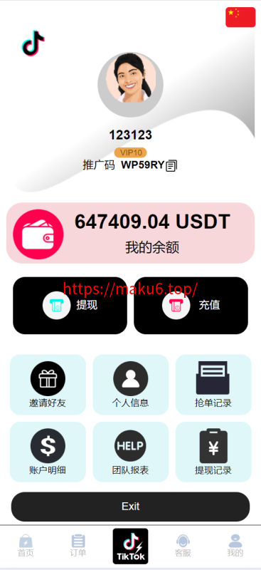 新版多语言/海外tiktok抢单刷单系统/刷单打针