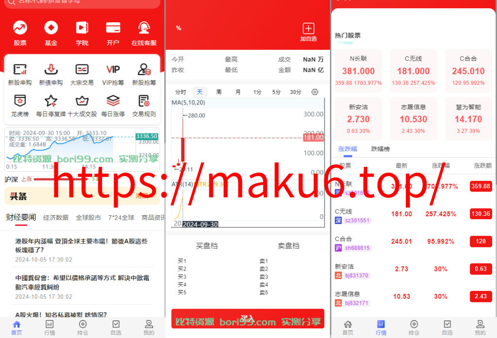 股票/基金/大通证券/申购/新股/k线/大宗交易/代理/开源版