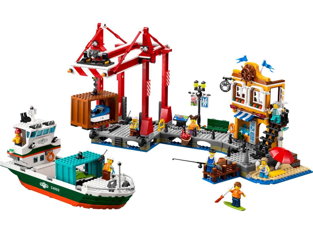 Seaside Harbor with Cargo Ship