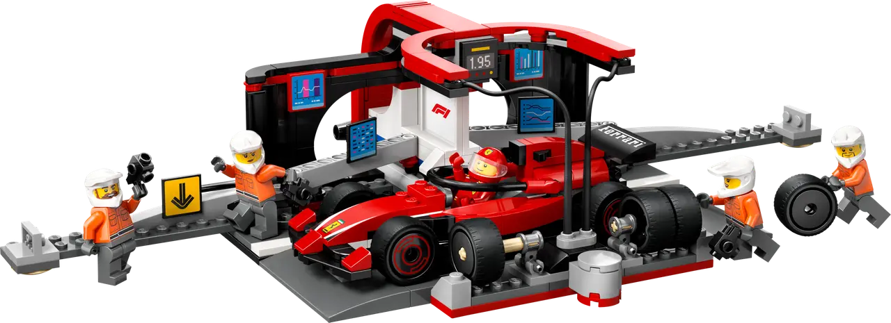 F1 Pit Stop & Pit Crew with Ferrari Car