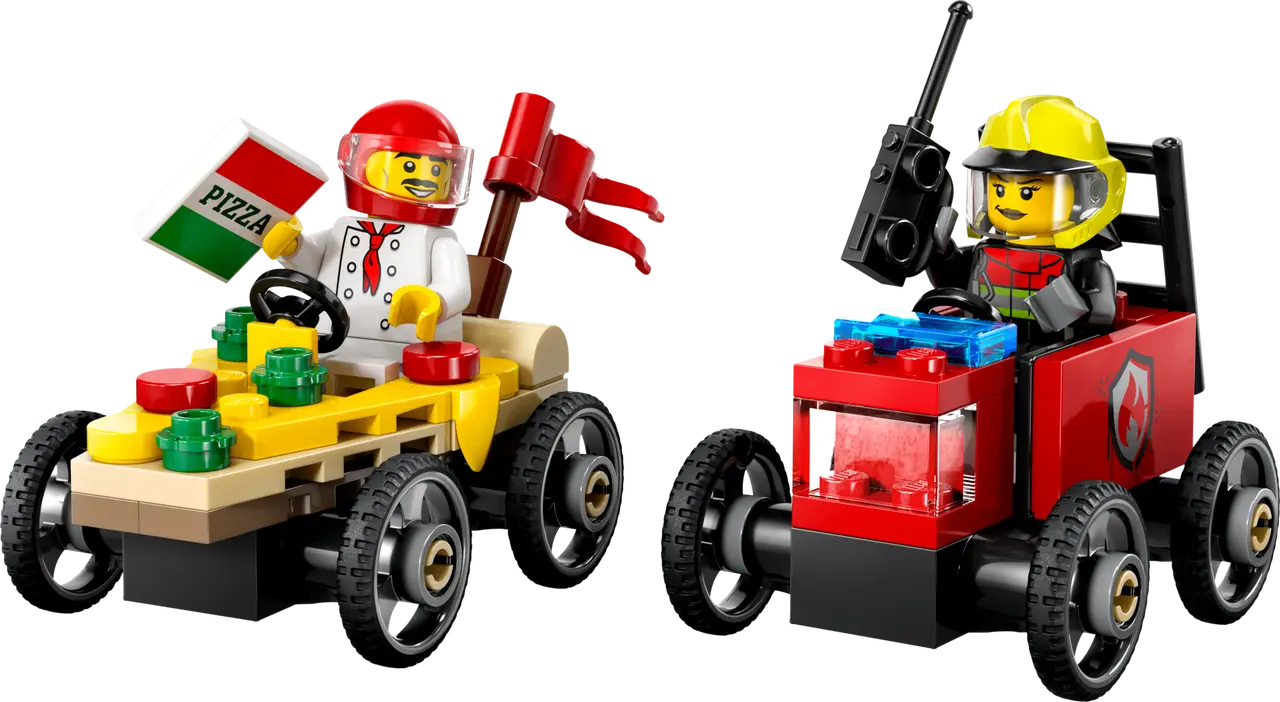 Pizza vs. Fire Truck Race Car Pack
