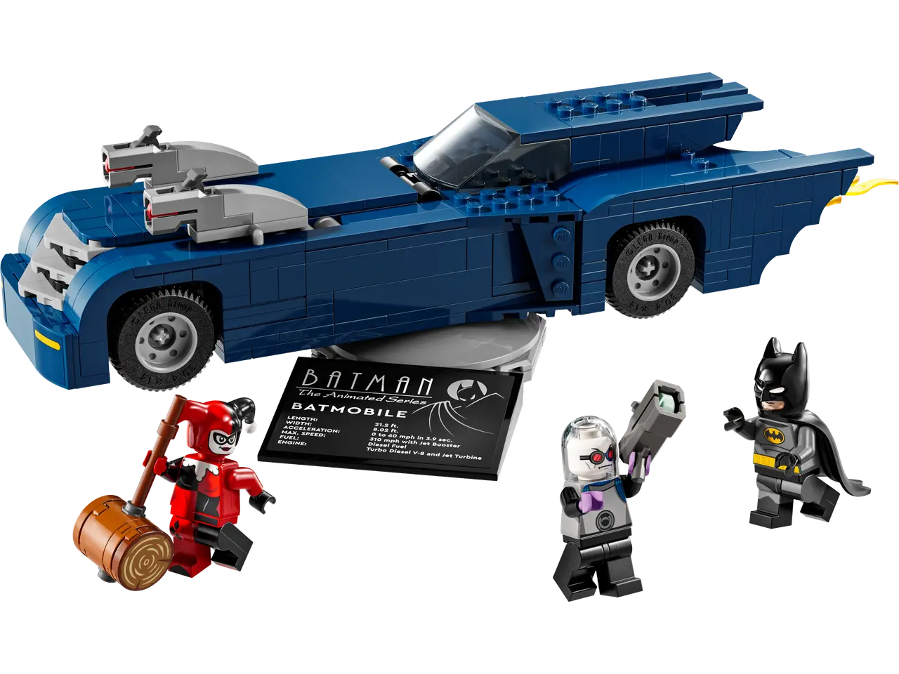 Batman with the Batmobile vs Harley Quinn and Mr. Freeze