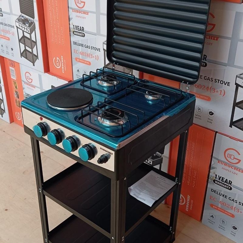 Eurochef EC-6024 Deluxe Standing Cooker | 3 Gas + 1 Electric Burner