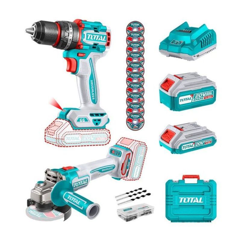 TOTAL 2pc Cordless Combo Kit TCKLI20273