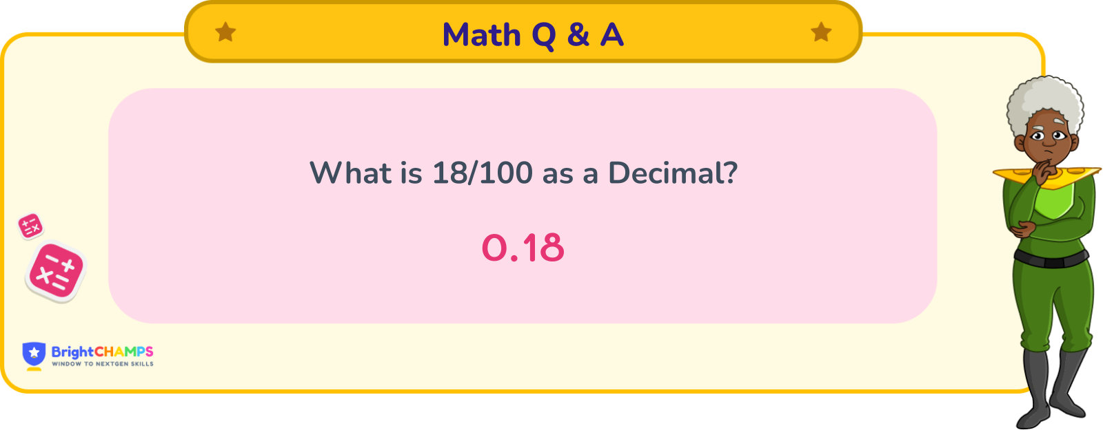 18/100 as a decimal