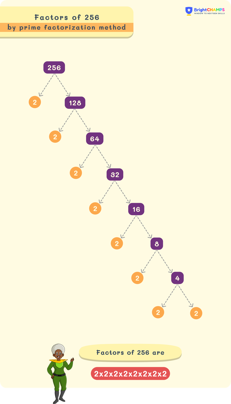 Factors of 256 using factor tree