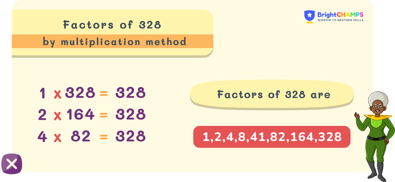Factors of 328 by multiplication method