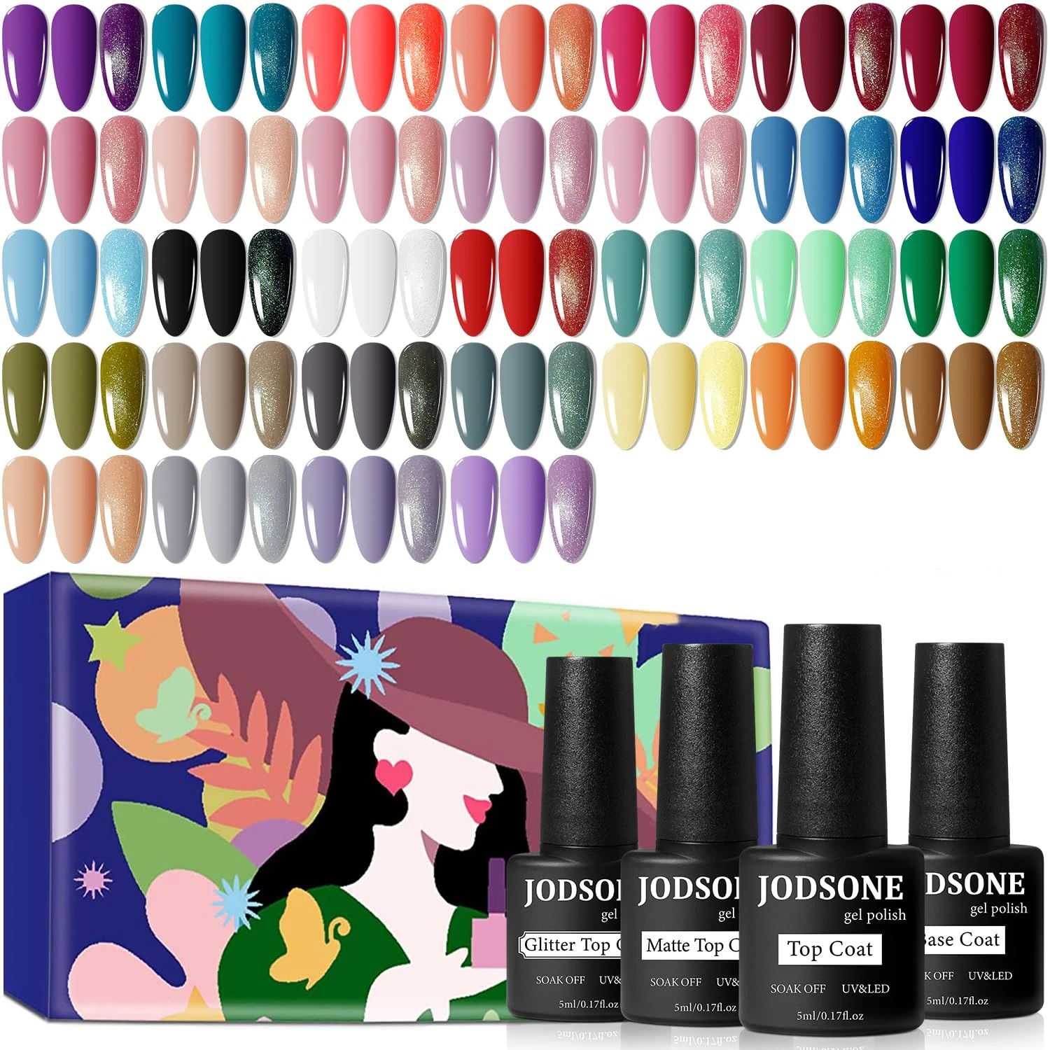 Amazon.com: JODSONE 36 PCS Gel Nail Polish Set-32 Colors Gel Polish Kit Base Coat Glossy Matte and Glitter Top Coat Nail Polish Set Green Blue Red Pink Collection Gifts for Women : Beauty & Personal Care