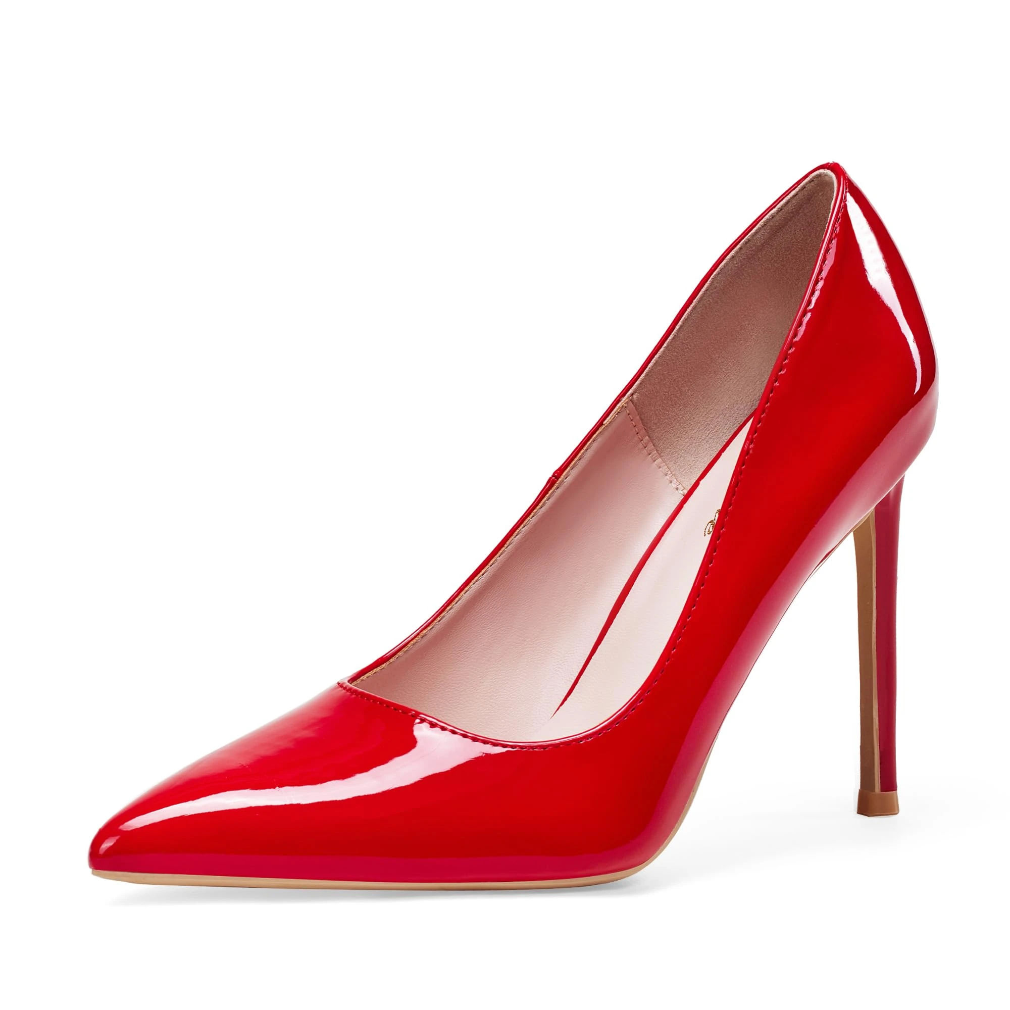 Amazon.com | Mhuire Women High Heels 4 inch Stiletto Pumps Sexy Pointed Toe Patent Leather Slip On High Heel Dress Evening Party Pump Shoes Red Size 8 | Pumps