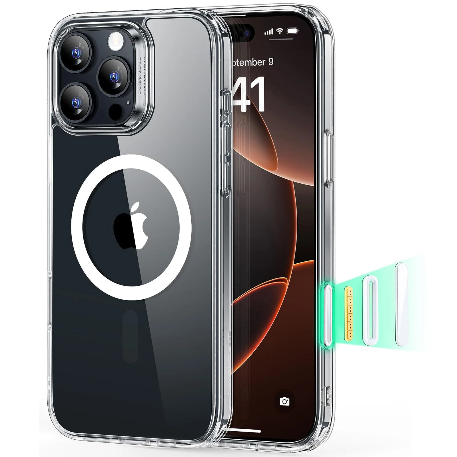 ESR for iPhone 16 Pro Case, Camera Control, Compatible with MagSafe, Shockproof Military-Grade Protection, Magnetic Phone Case for iPhone 16 Pro, Classic Hybrid Case (HaloLock), Clear