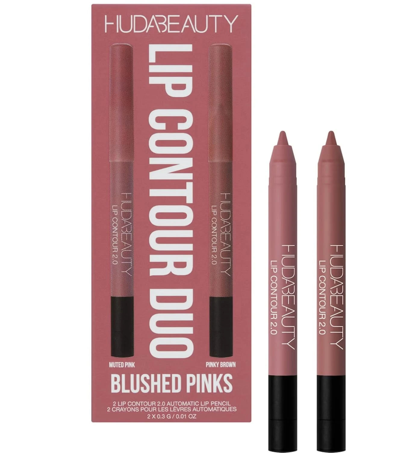 Amazon.com : Huda Lip Contour Duo Blushed Pinks - 2 Mini Lip Pencils in Muted Pink and Pinky Brown : Beauty & Personal Care