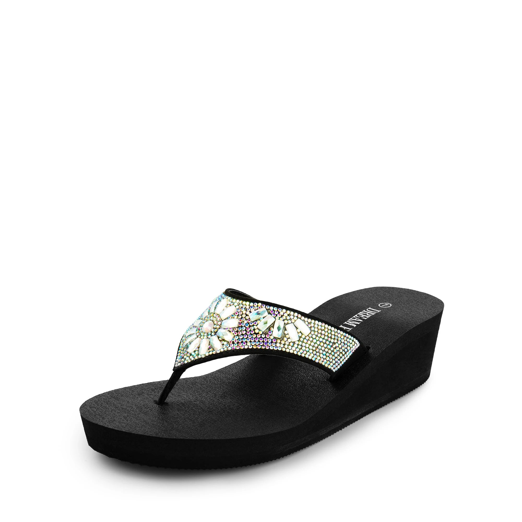 Amazon.com | DREAM PAIRS Women's Rhinestone Platform Wedge Flip Flops Summer Beach Comfortable Thong Sandals,Size 9,Multi Flower,SDFF2401W | Flip-Flops