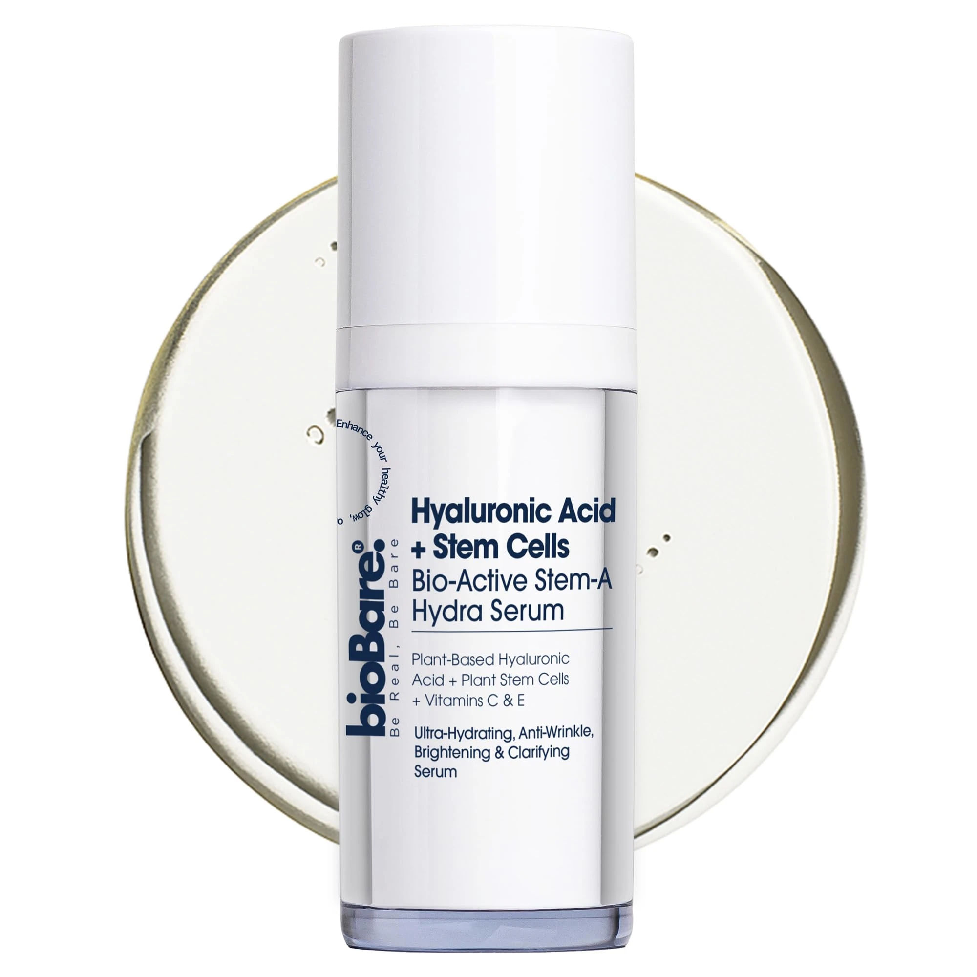 Amazon.com: bioBare Hyaluronic Acid + Stem Cells | Hyaluronic Acid Serum with Plant-Based Stem Cells, Vitamins C & E, Green Tea – Anti-Aging, Brightening, Hydrating Serum for Face | Vegan & Cruelty-Free, 30ml : Beauty & Personal Care