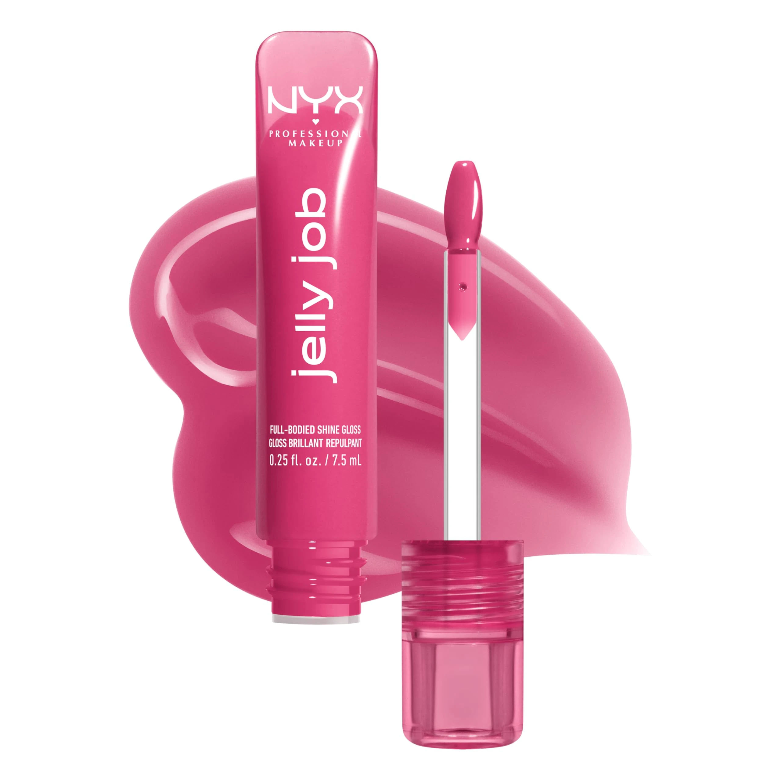 Amazon.com : NYX PROFESSIONAL MAKEUP Jelly Job Lip Gloss, Lip Tint Gloss with Full-Bodied, Smoothing, and Hyper-Glossy Shine - Jelly Jammin' (Cool Pink) : Beauty & Personal Care