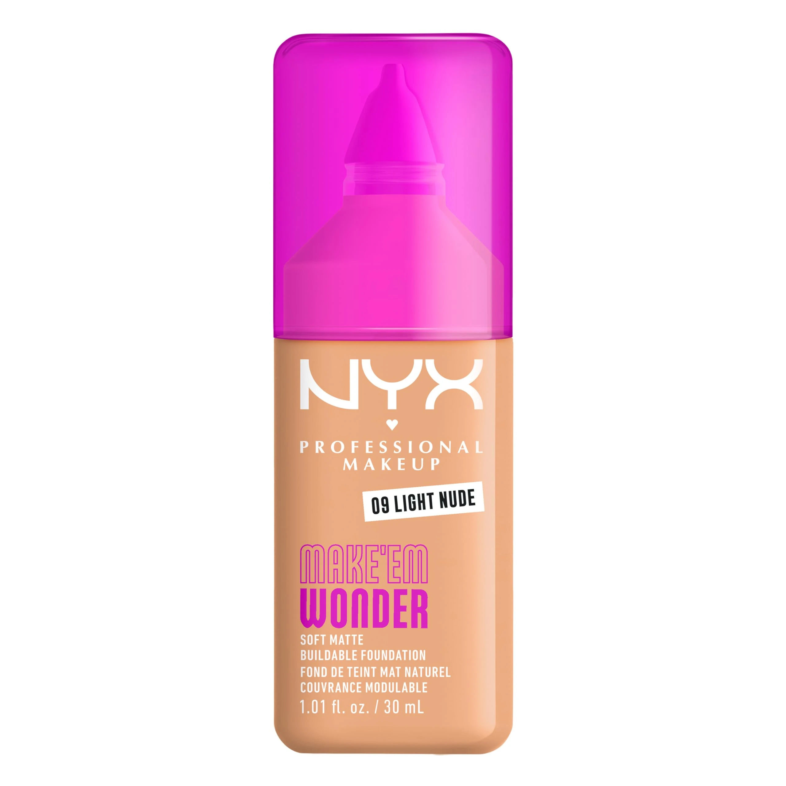 Amazon.com : NYX PROFESSIONAL MAKEUP Make 'Em Wonder Liquid Foundation, 24HR Foundation Makeup With A Soft Matte Finish, Buildable Full Coverage - 09 Light Nude : Beauty & Personal Care