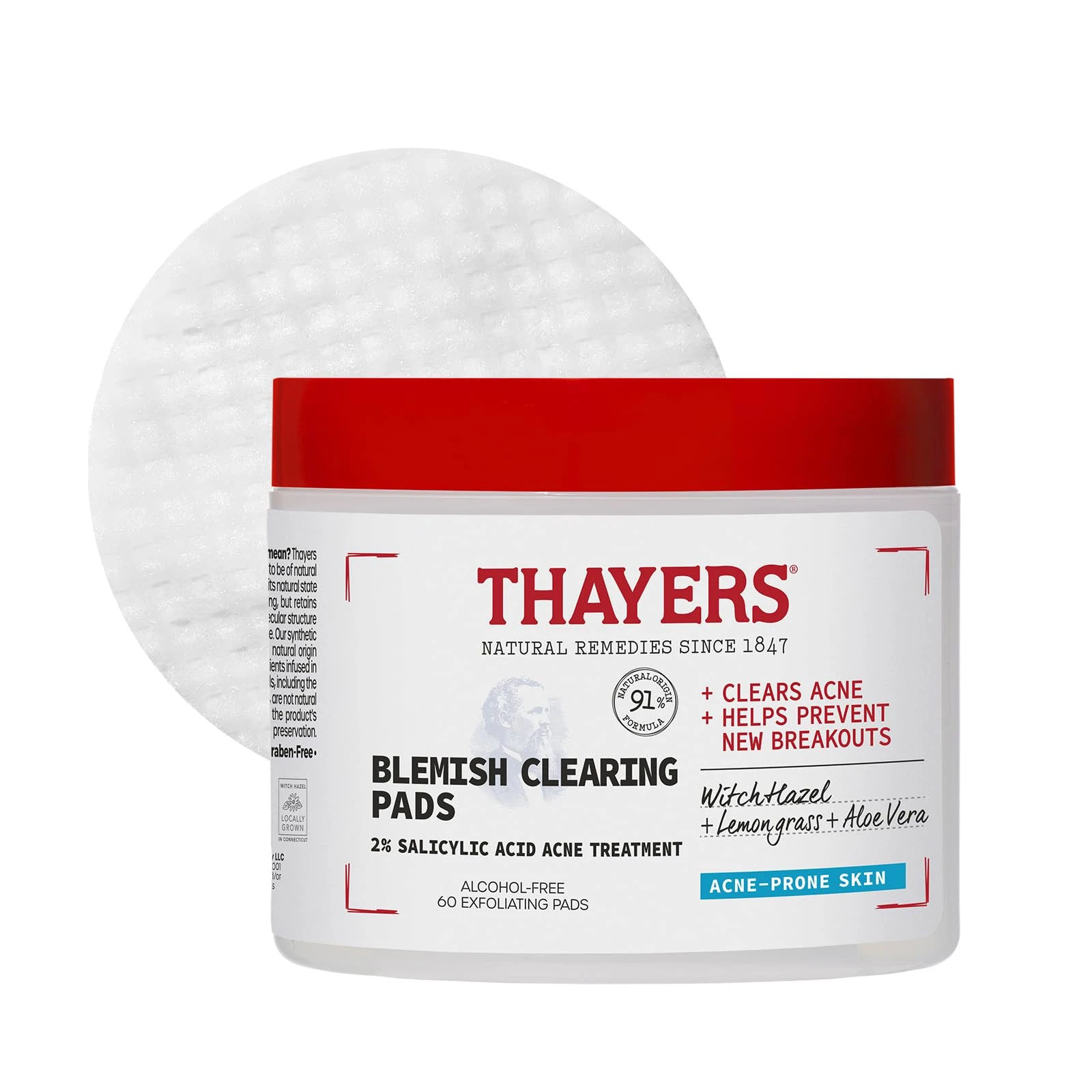 Amazon.com : Thayers Blemish Clearing Acne Pads, Salicylic Acid Acne Treatment for Face, Pore Reducing, Exfoliating, and Soothing Skincare, Witch Hazel Toner Pads, 60 Ct : Beauty & Personal Care