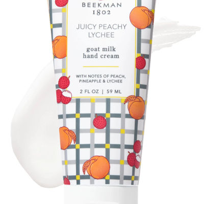 Amazon.com : Beekman 1802 Goat Milk Hand Cream – Juicy Peachy Lychee – Scented – 2 oz – Moisturizing Hand Lotion for Dry Skin – Non-Greasy – Sensitive Skin Safe – Cruelty Free : Beauty & Personal Care