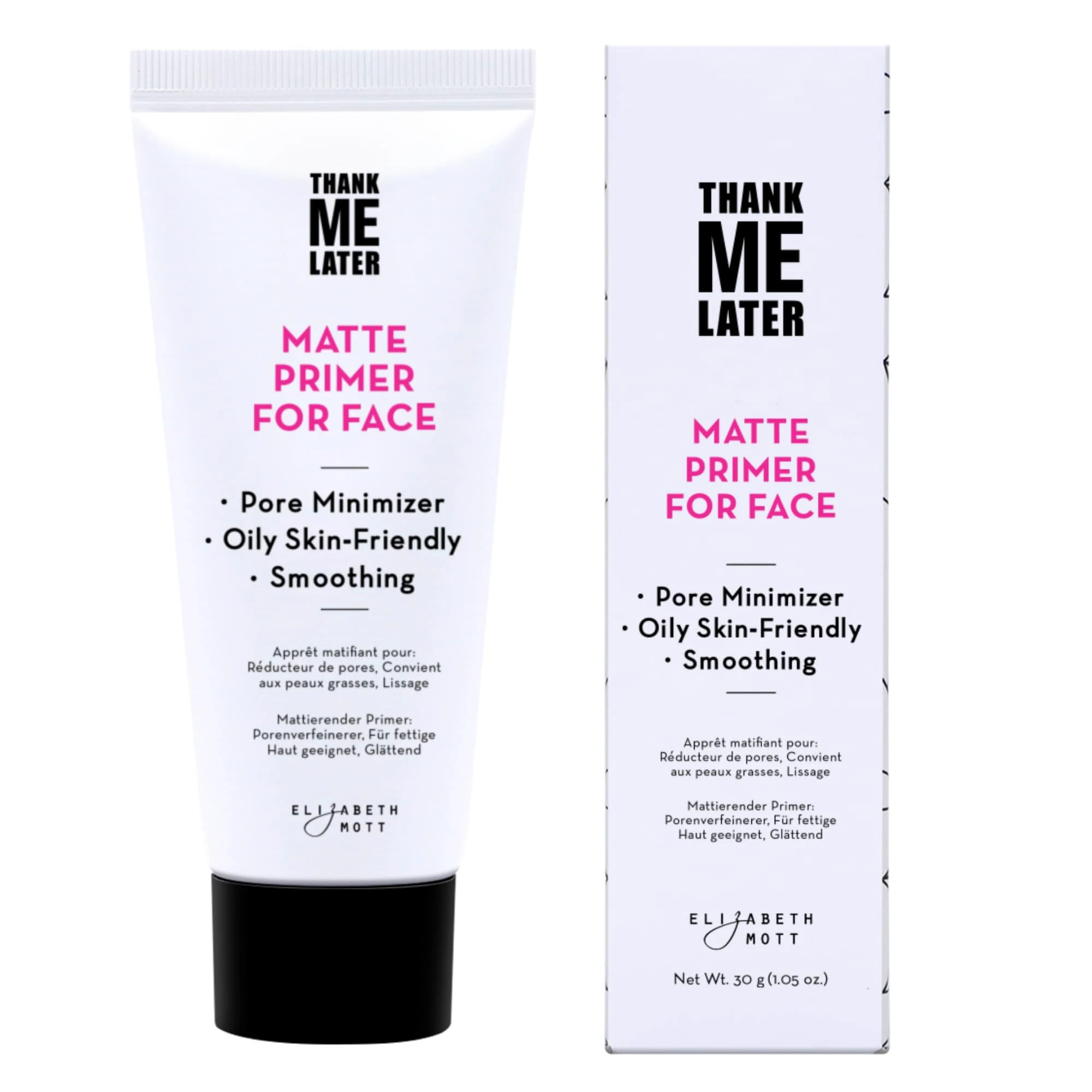Amazon.com : Elizabeth Mott Thank Me Later Face Primer - Mattifying Makeup Base Primer for Shine and Oil Control - Pore Minimizer, Smooths Wrinkles and Fine Lines – Long-Lasting Makeup Gripping Formula, 30g : Beauty & Personal Care