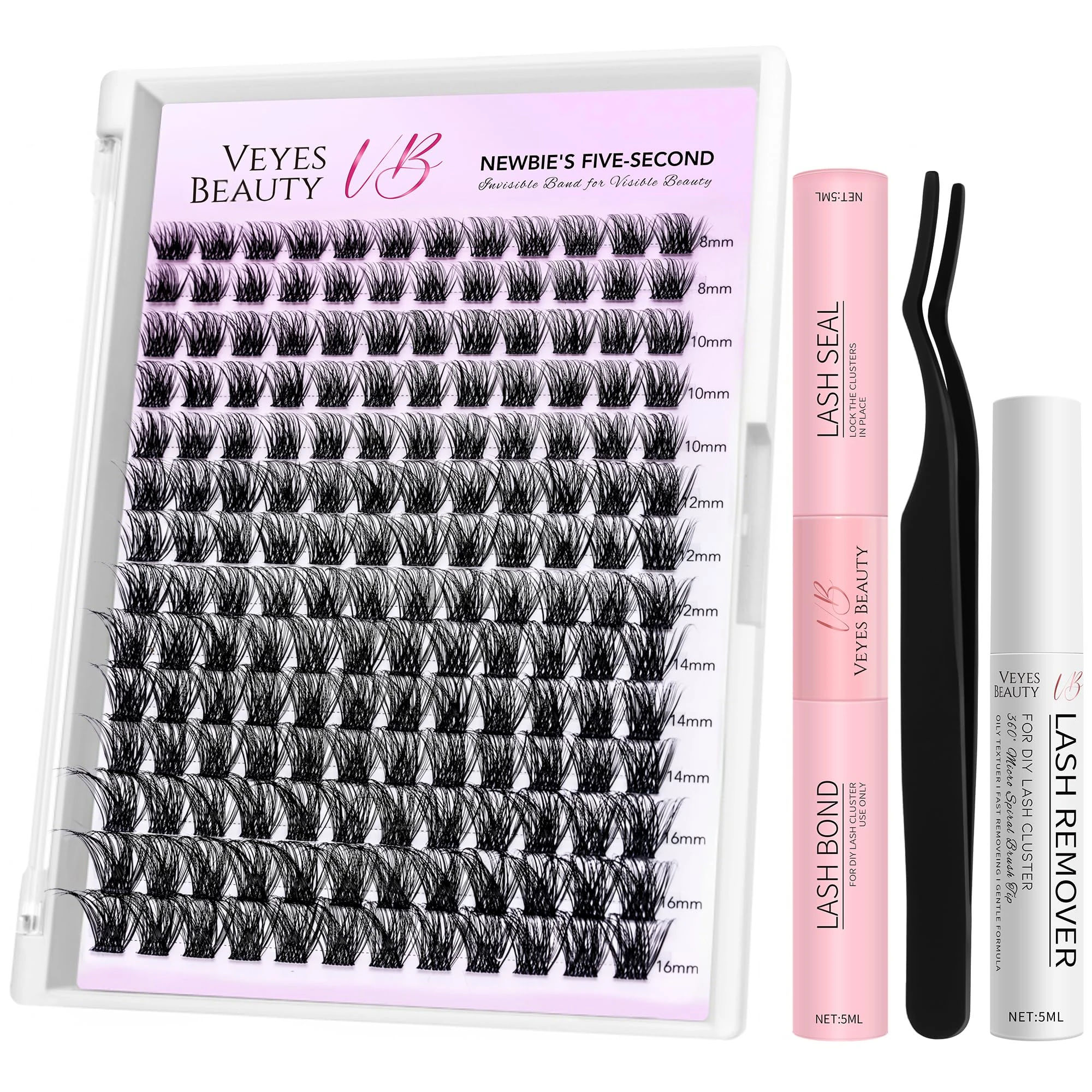 Amazon.com: VEYESBEAUTY Siren Cluster Lashes Kit Individual Lash Extensions Newbie's Five-Second DIY Dramatic Volume Eyelash Wispy Faux Mink Lash Mixed Length Tray with Bond & Seal, Applicator at Home : Beauty & Personal Care