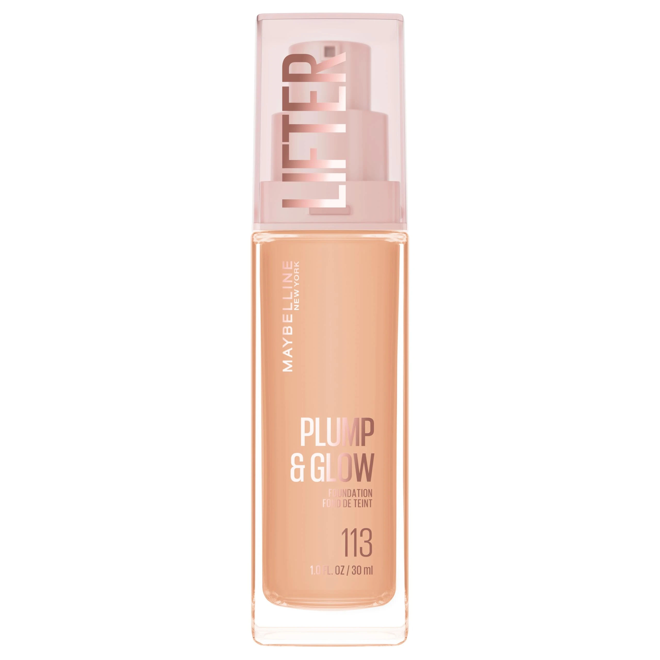 Amazon.com : Maybelline Lifter Plump & Glow Foundation, Liquid Foundation with 2% Niacinamide + Hyaluronic Acid, Plumping and Brightening Face Makeup, 113, 1 Count : Beauty & Personal Care