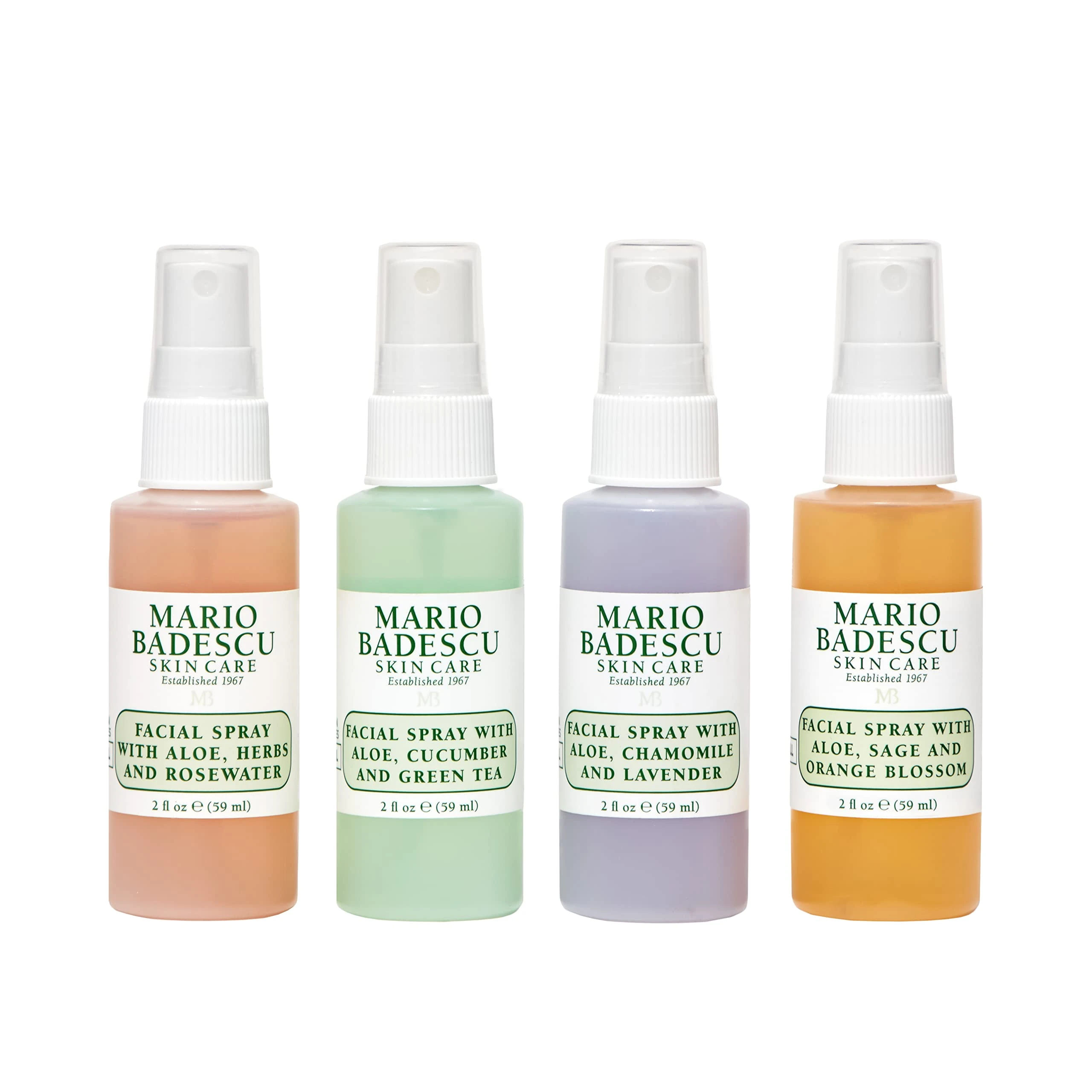 Amazon.com: Mario Badescu Mini Mist Facial Spray Collection with Rose Water, Cucumber, Lavender and Orange Blossom, Multi-Purpose Cooling and Hydrating Face Mist for All Skin Types, 2 Fl Oz (Pack of 4) : Beauty & Personal Care