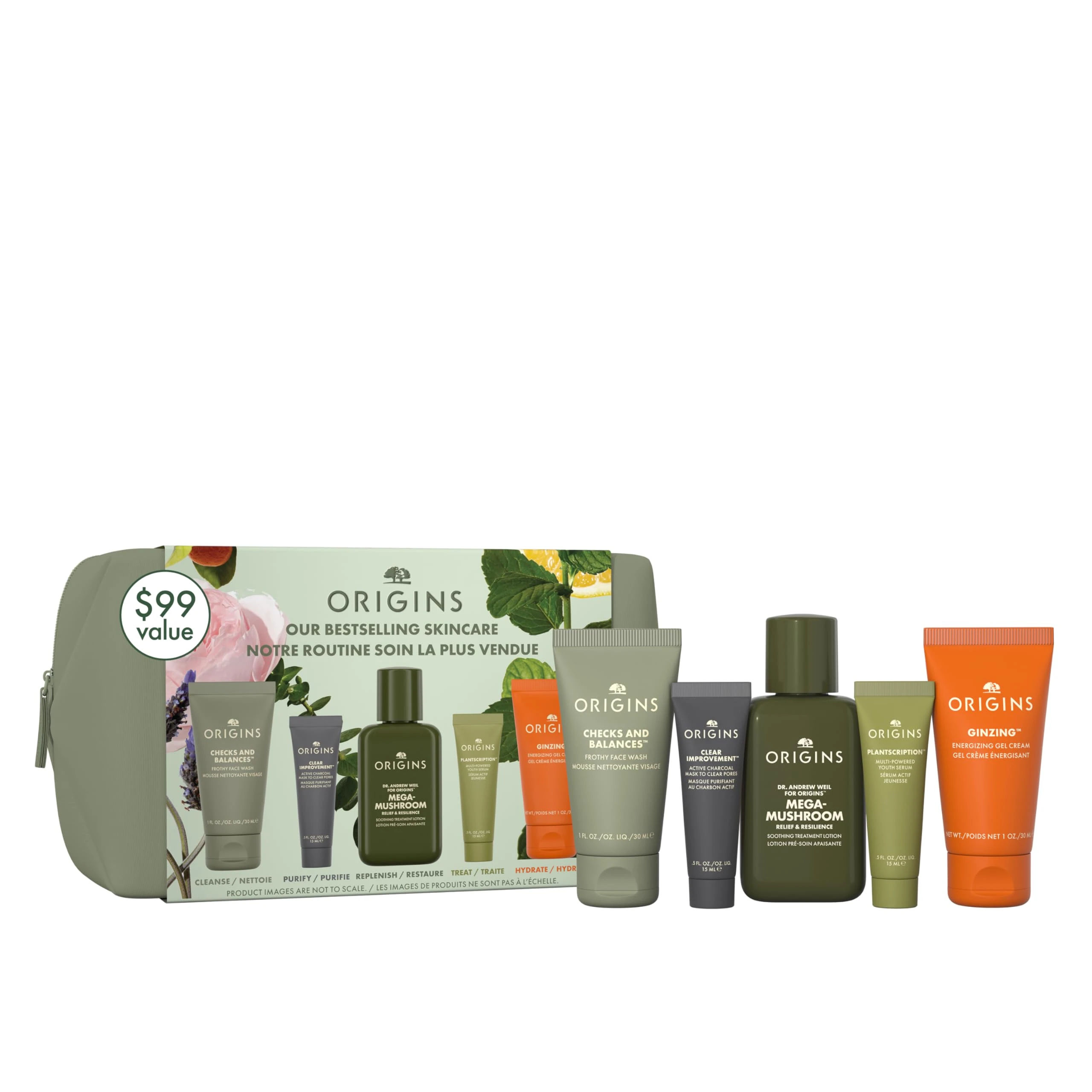 Amazon.com: Origins Bestselling Skincare Set | Features Cleanser, Mask, Treatment Lotion, Serum & Moisturizer | With Peptides, Hyaluronic Acid & Niacinamide : Beauty & Personal Care