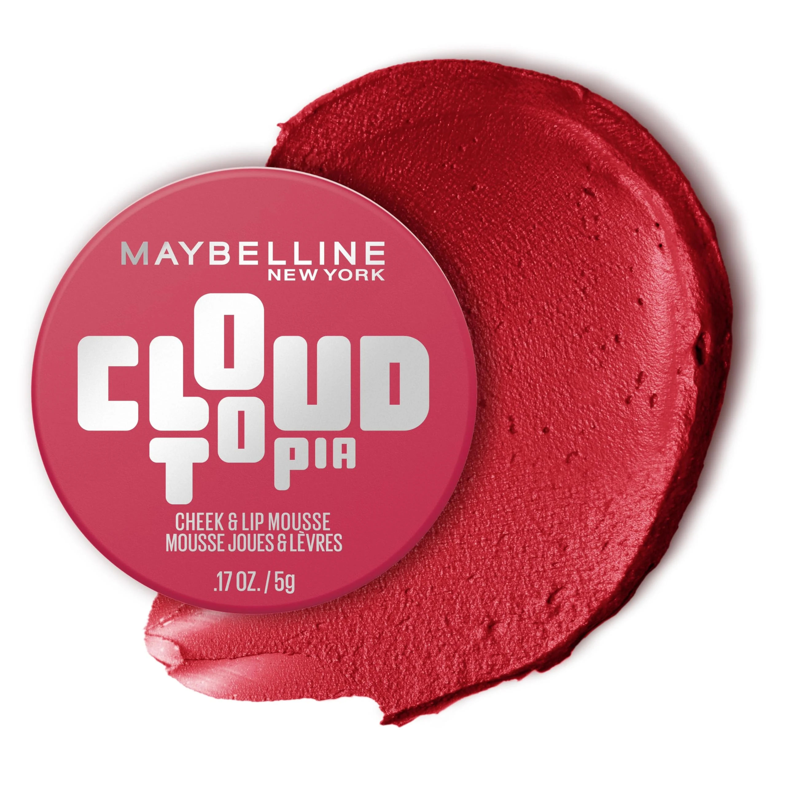 Amazon.com : Maybelline Cloudtopia Blush for Cheeks and Lip Mousse, Ultra-Vivid, Pigmented Formula for Up to 14HR of Blush and Lip Makeup Color, Ethereal Rouge, 1 Count : Beauty & Personal Care