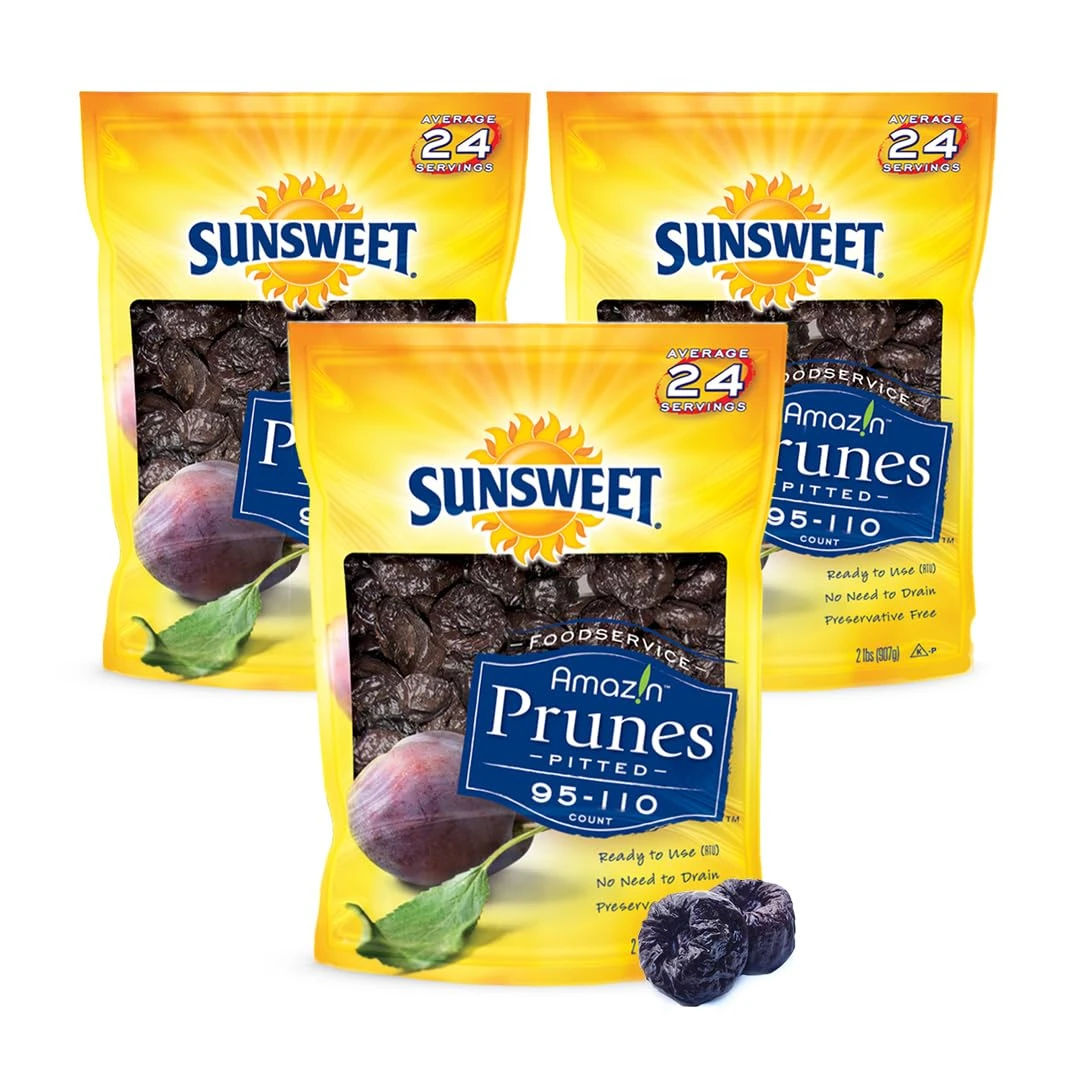 Amazon.com: Sunsweet Amazin' Pitted Prunes - Dried Prunes Pitted Unsweetened - Gluten Free, Vegan, Low Fat - Fiber & Minerals - 2lb Resealable Bag x 3 Pack : Grocery & Gourmet Food
