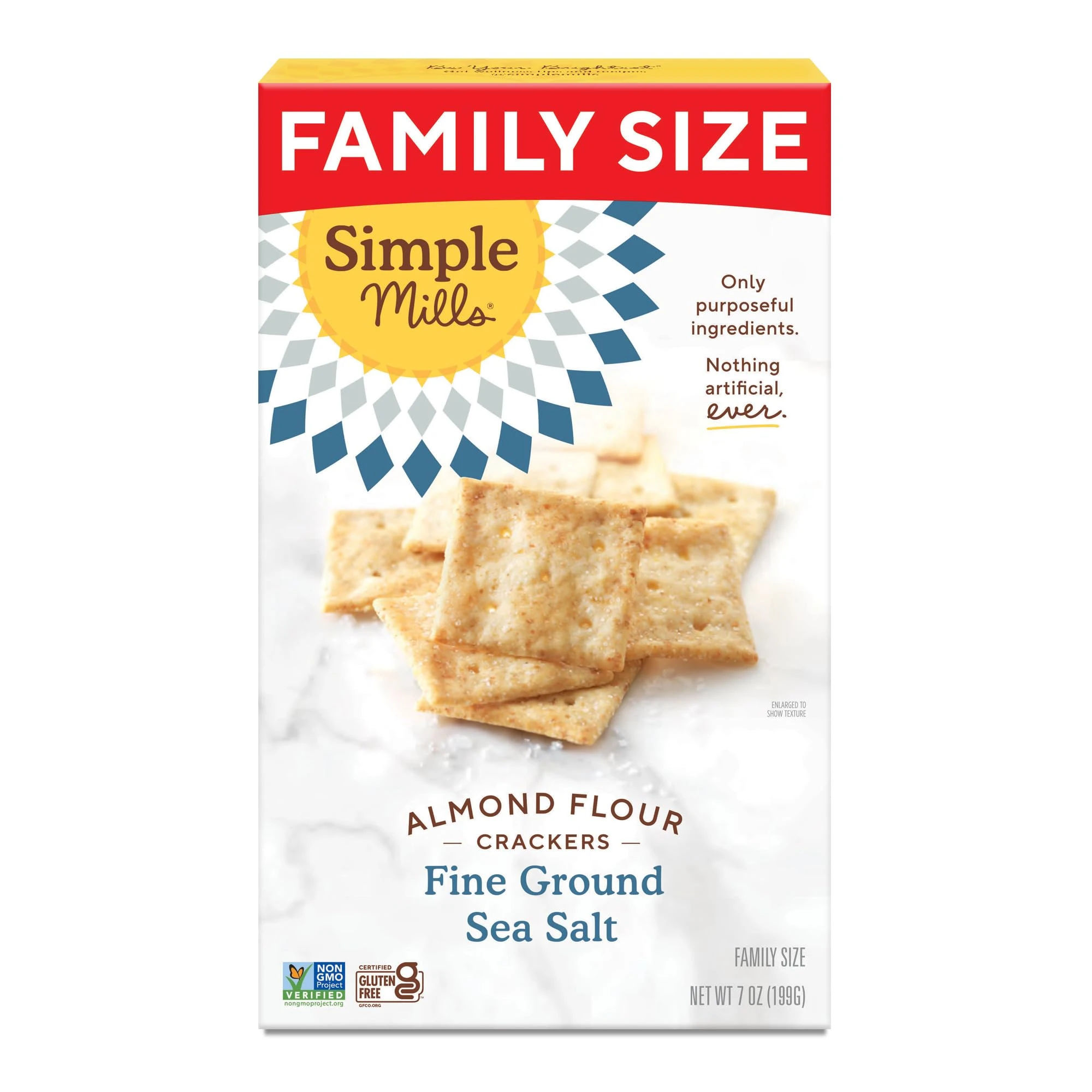Amazon.com: Simple Mills Almond Flour Crackers, Family Size, Fine Ground Sea Salt - Gluten Free, Vegan, Healthy Snacks, 7 Ounce (Pack of 1)