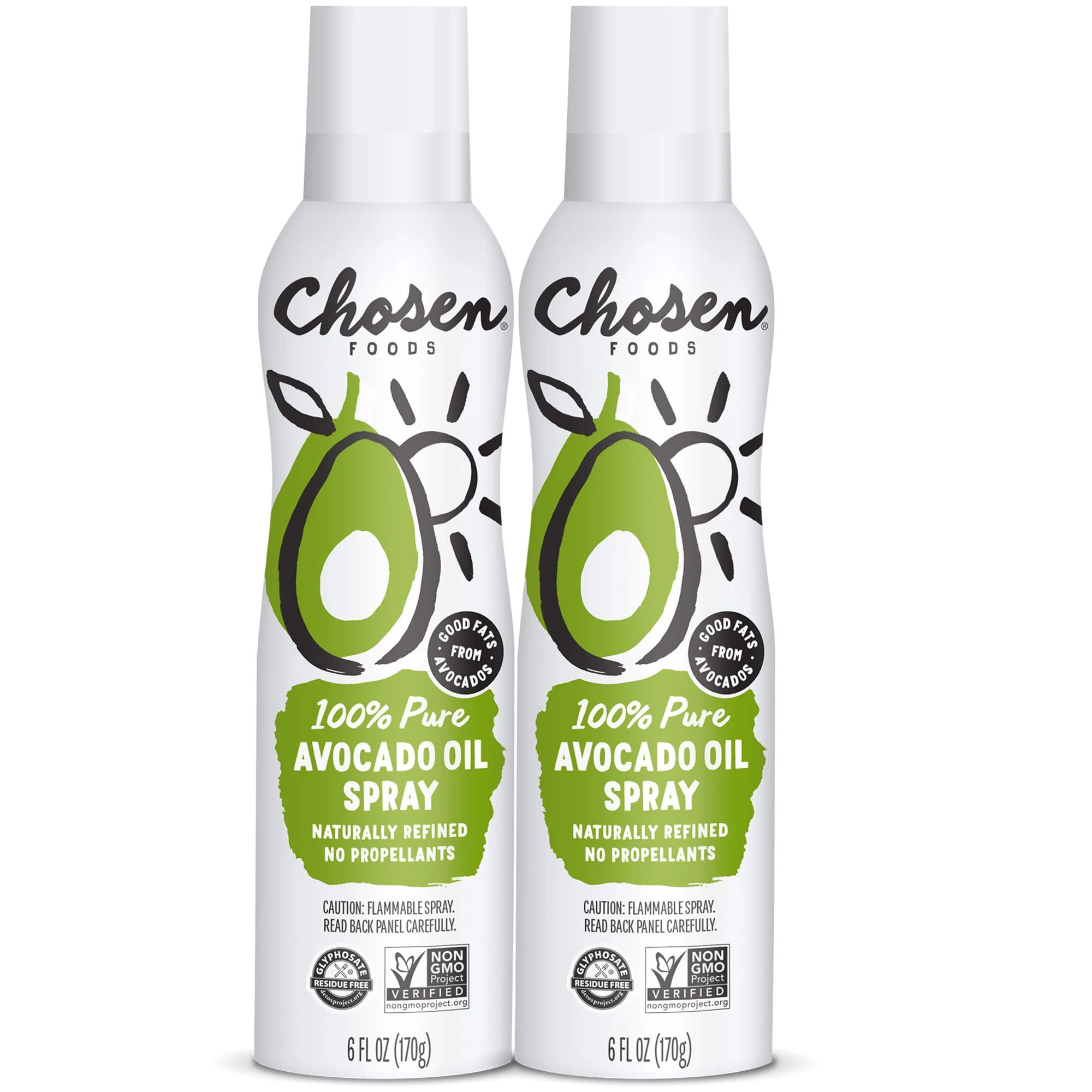 Amazon.com : Chosen Foods 100% Pure Avocado Oil Spray, Keto Diet Friendly, Kosher Cooking Spray for Baking, High-Heat Cooking and Frying (6 oz, 2 Pack) : Grocery & Gourmet Food