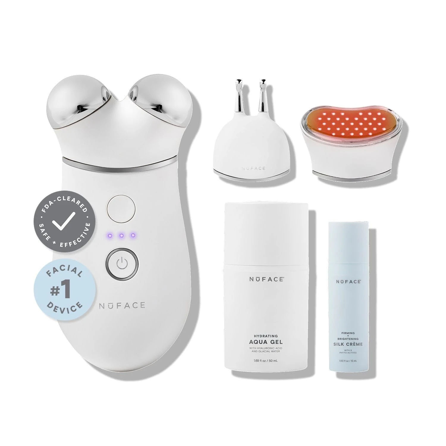 Amazon.com: NuFACE Trinity+ Microcurrent Facial Device, Wrinkle Reducer + Effective Lip & Eye Attachment - FDA Cleared Face Toning Device for Targeted Treatment + Microcurrent Gel Activator & Silk Creme : Beauty & Personal Care
