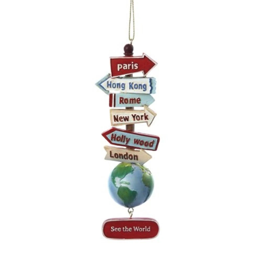 Amazon.com: Kurt Adler C7210 Resin Stacked World Signs with Globe Ornament : Home & Kitchen