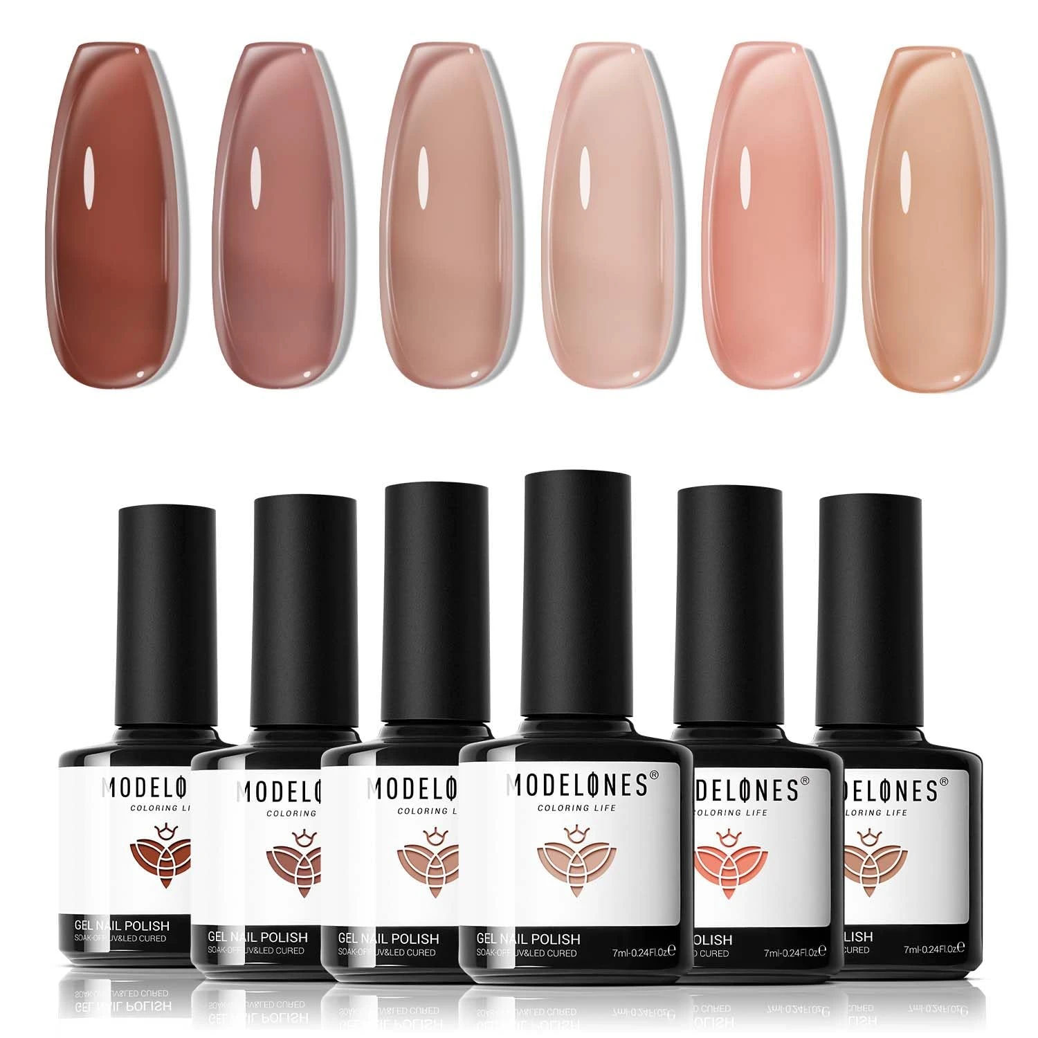 Amazon.com: modelones Jelly Gel Nail Polish, 6 Colors Fall Nude Brown Pink Gel Polish Neutral Nail Art Design Translucent Soak Off LED Nail Lamp Manicure Salon DIY Girls Women Gift : Beauty & Personal Care